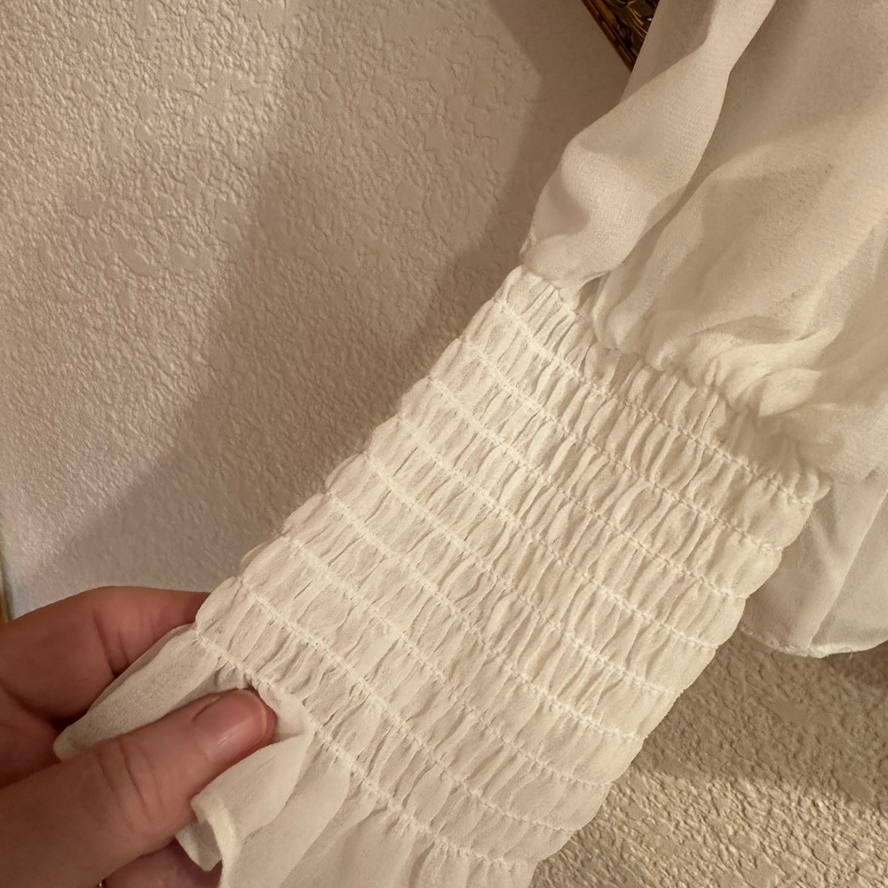 White House Black Market White Lace Yoke Blouse - Picture 3 of 6